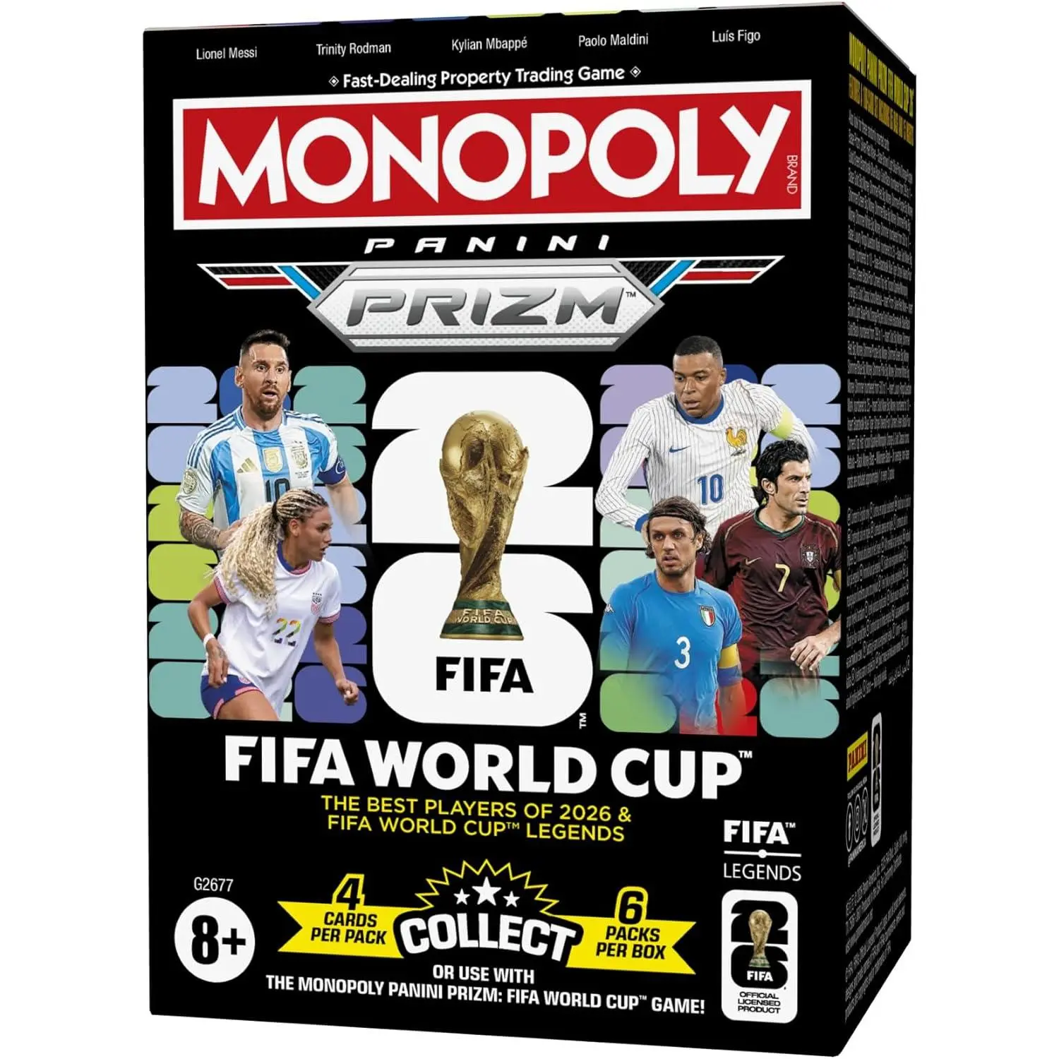 Monopoly Panini Prizm: FIFA World Cup Trading Cards Booster Box | Current Stars and Legends | 2+ Players, Ages 8+ | Gifts for Soccer Fans