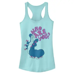 Junior's Women Alice in Wonderland Caterpillar Who Are You Racerback Tank Top