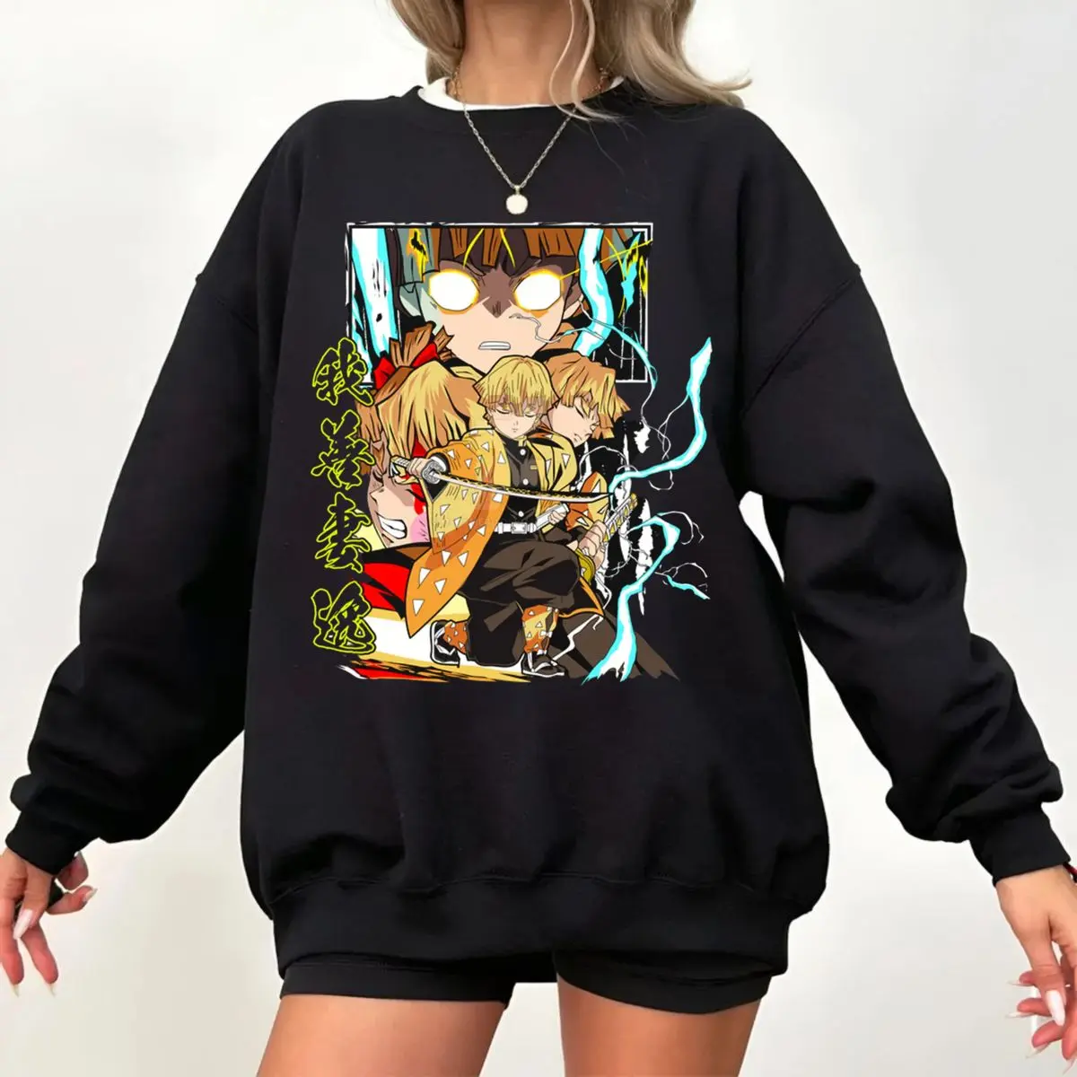 Vintage Anime Zenitsu Hoodie, Demon Slayer Graphic Shirt, Gift For Fan Manga, Gift For Men, Gift For Women Sweatshirt, Unisex Sweater Pullover Tee