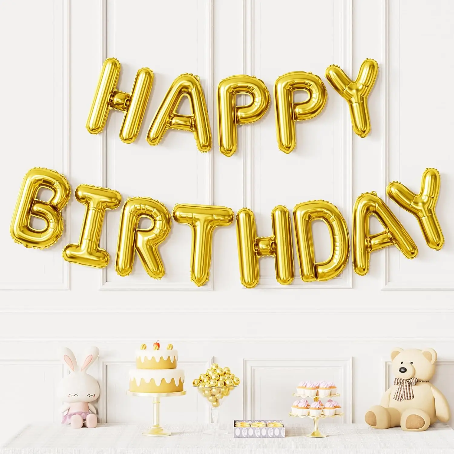 Happy Birthday Balloon Banner, 16 Inch  Happy Birthday Foil Balloons,  Hbd Balloons Letter Mylar Balloon, Birthday Sign Party Decorations for Women Men Boys Girls