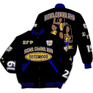 Ireishprint Sigma Gamma Rho Varsity Jacket, Sisterhood Black Varsity Jacket Sigma Gamma Rho Sorority Jacket
