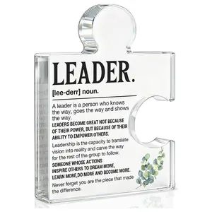 Leader Gifts for Women Men, Leadership Gifts for Leaders Boss's Day Retirement Farewell Promotion Going Away Birthday, Leader Definition Acrylic Puzzle Piece Plaque Office Decor, Acrylic Plaque Sign