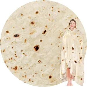 Burrito Tortilla Throw Blanket Birthday Gifts for Women Men Teen Boys Girls, Novelty Tortilla  Blanket Funny Gifts for Adult , 285 GSM Soft Flannel Taco Blanket (Yellow, 60 inches)