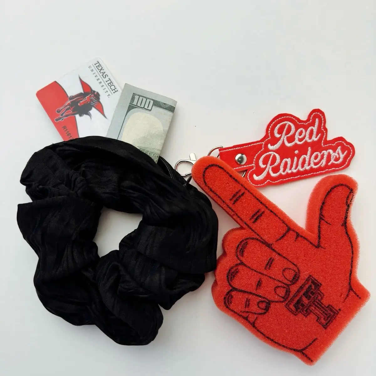 Black Crinkle Pocket Scrunchie