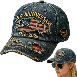 USA 250th Anniversary Distressed Casual Cap,250 Anniversary USA hat 1776-2026 Commemorative Baseball Cap,Traditional American Tribute Hat Gift Honoring Veterans & Patriots Blue