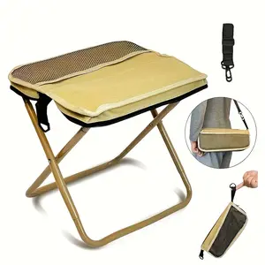 Portable Folding Camping Stool with Built-in Storage Function - Durable Steel Structure Design Lightweight, Suitable for Outdoor, Picnic and Beach Squareol, Gift for Outdoor Enthusiasts and Parents