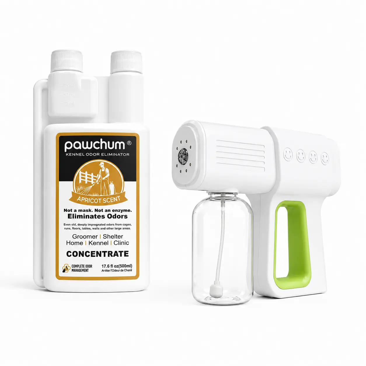 PAWCHUM Pet Odor Eliminator Kit with K6 Electric Spray Gun, Powerful Kennel Odor Remover Spray for Dogs & Cats, Long Lasting Freshness for Home, Carpet, Furniture & Pet Areas