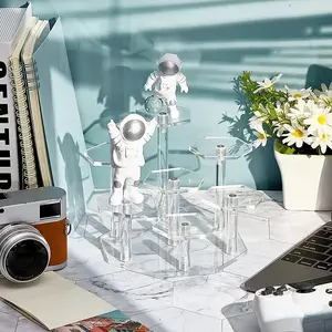 Seven-Layer Acrylic Display Stand, Fits Figures Collectibles Toys Dolls, Transparent Hexagonal Design, Durable Base Jewelry Storage Rack