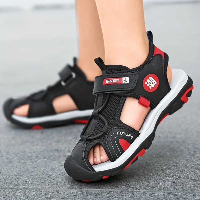 Boys' Sporty Open-Toe Polyester Sandals - Breathable Active Wear Footwear, Ideal for Outdoor Play