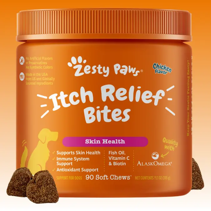 Zesty Paws Dog Itch Relief Bites - Skin & Coat Care Supplement
