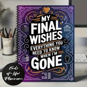 My Last Wish Planner & Estate Planning Notebook, Spiral Bound Planner, Gold Cover Durable Paper, Life End Planning Diary, Inheritance Plan Guide