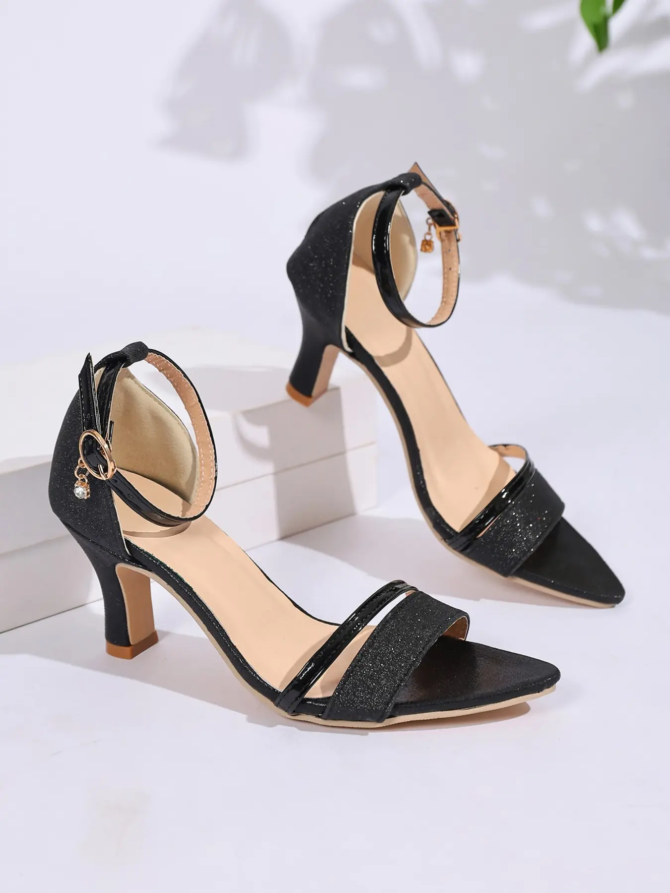 Women's High Heel Shoes, Pointed Toe, Flare Heel, Decorative Fasteners, Solid Color, Perfect for Weddings, Parties, Office, Bar