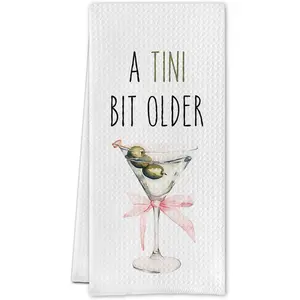 A Tini Bit Older Birthday Kitchen Towels, Pink Bows Martini Dish Towels,Martini Gifts for Women,Martini Decor for Party Kitchen Bar Pub,16 X 24 Inches