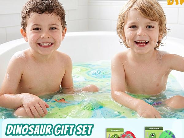 Bath Bombs for Kids with Surprise Toys Inside - 9 Pack Dinosaur Bath Bombs Gift Set, Dinosaur Toys for Kids 3 4 5 6 7 8 9 Years, Easter Gifts for Kids, Easter Basket Stuffers Bubble Bath Fizzes