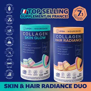 UPSA Gummies Collagen Skin & Hair Radiance Duo - Vegetarian Collagen Gummies with Ovoderm for Clear, Glowing Skin, and Hair Shine, Volume & Overall Hair Health, Science Backed, Sugar-free