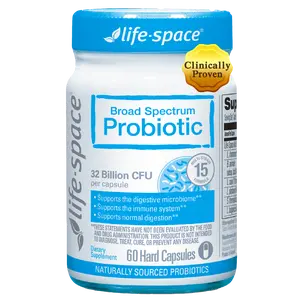 2 Month Serving Life-Space Premium Broad Spectrum Probiotics, 32 Billion CFU & 15 Diverse Strains, Formulated for Daily Digestive Health & Immune Health, Probiotics for Women & Men, 60 Veg Capsules