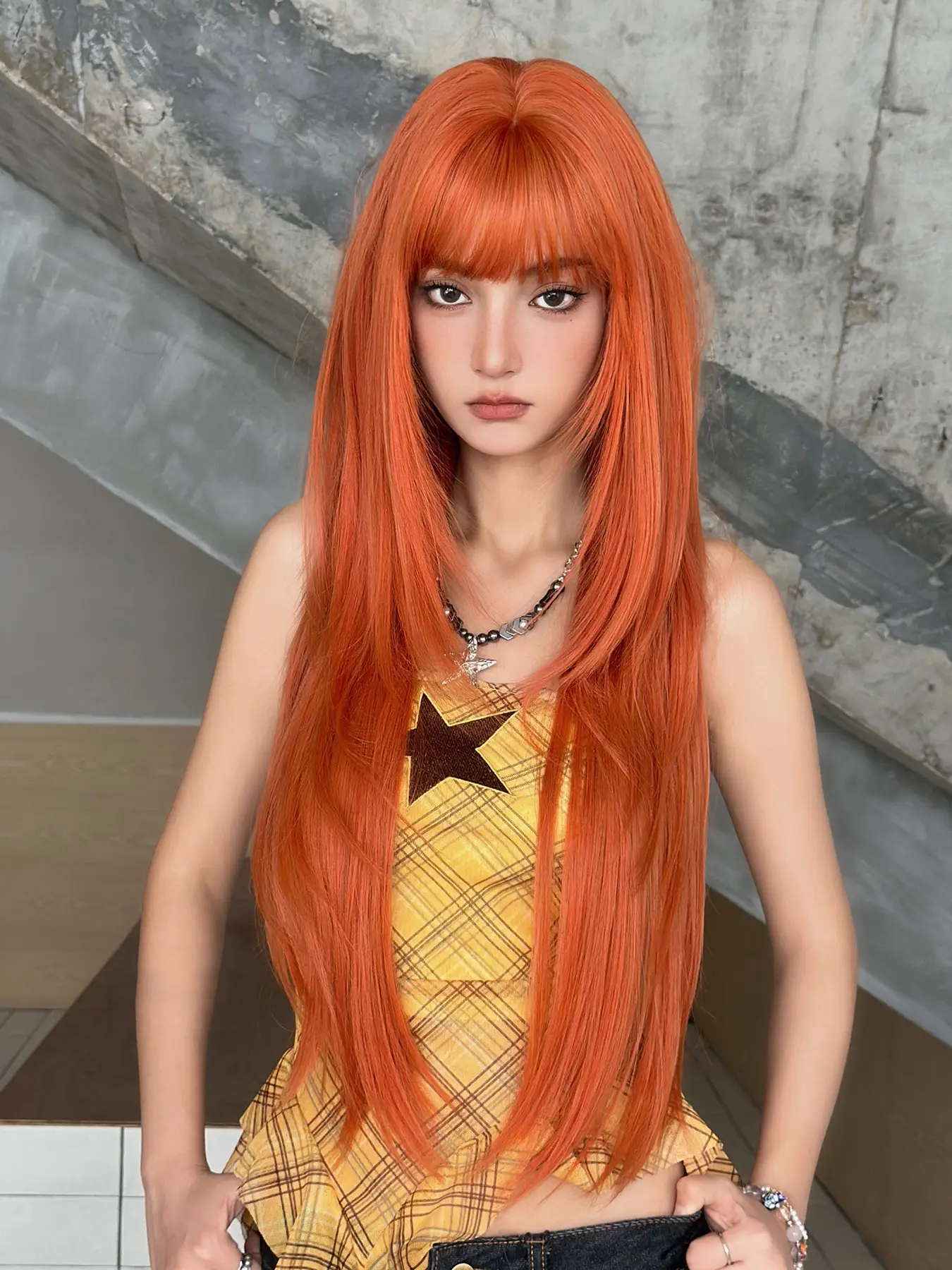 32 inch Vibrant Color Long Straight Hair Wig, Synthetic Fiber Daily Office Wear, Sakura Celebration Glam & Party Wigs Street Fashion Accessories