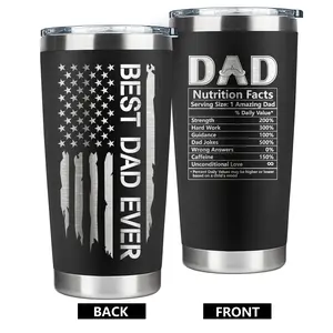 Fathers Day Gifts for Dad, Best Dad Ever Gifts, Unique Birthday Gift from Daughter Son | Daddy Coffee Mug Cup, Happy Holiday Travel Presents, Funny Cool Useful Inspired Tumbler for Men 20oz Black Stainless Steel Tumbler For husband, new Dad Drinkware,summ