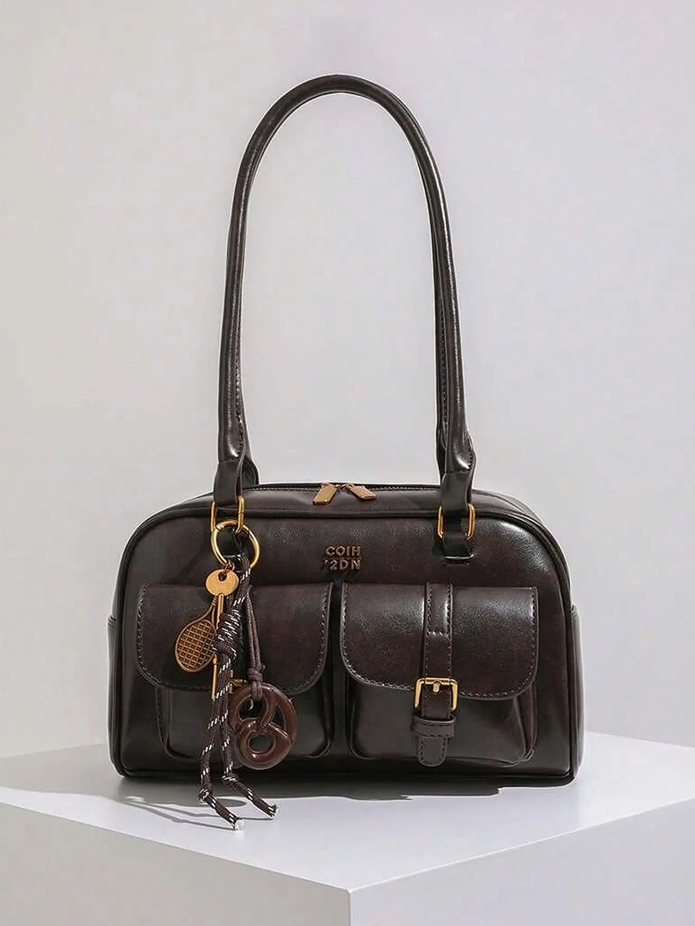 One-shoulder underarm bag, double-pocket design with hanging baguette bag, casual style, suitable for daily commuting, shopping and dating, Casual handbag satchel, Crossbody Clutch Bag, Commuter Crossbody Bag