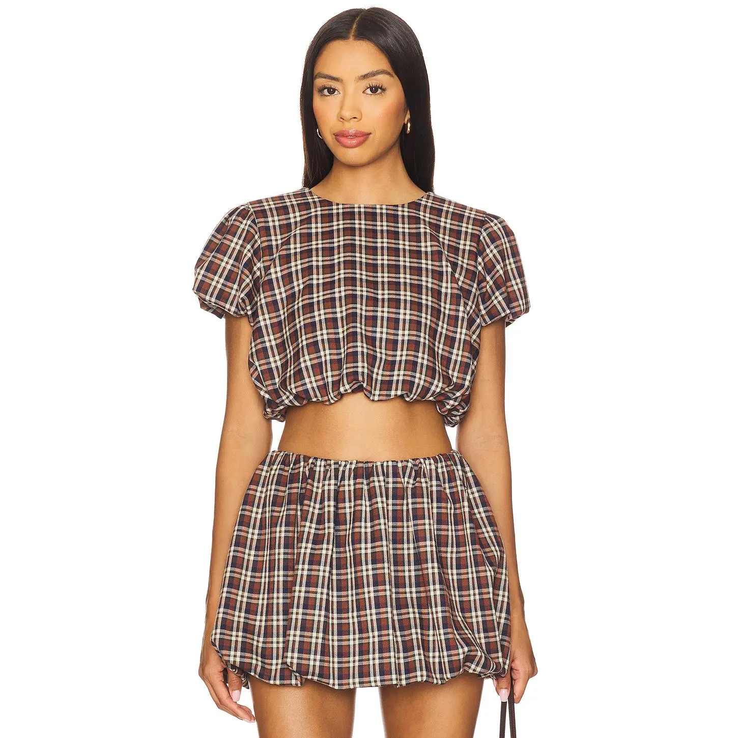 Show Me Your Mumu Highland Crop Top in Saddle Plaid