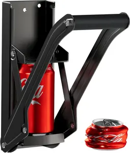 Can Crushers for Recycling - 16 oz Heavy Duty Aluminum Can Crusher Wall Mounted - Soda and Beer Can Smasher for Recycling with Bottle Opener - For 12 and 16 oz Cans - Easy to Install, Blue - RamPro