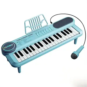 Kids Electronic Keyboard 37 Keys with Microphone, USB Rechargeable, Music Enlightenment Toy Dual Axis Rolling Pain Fidget