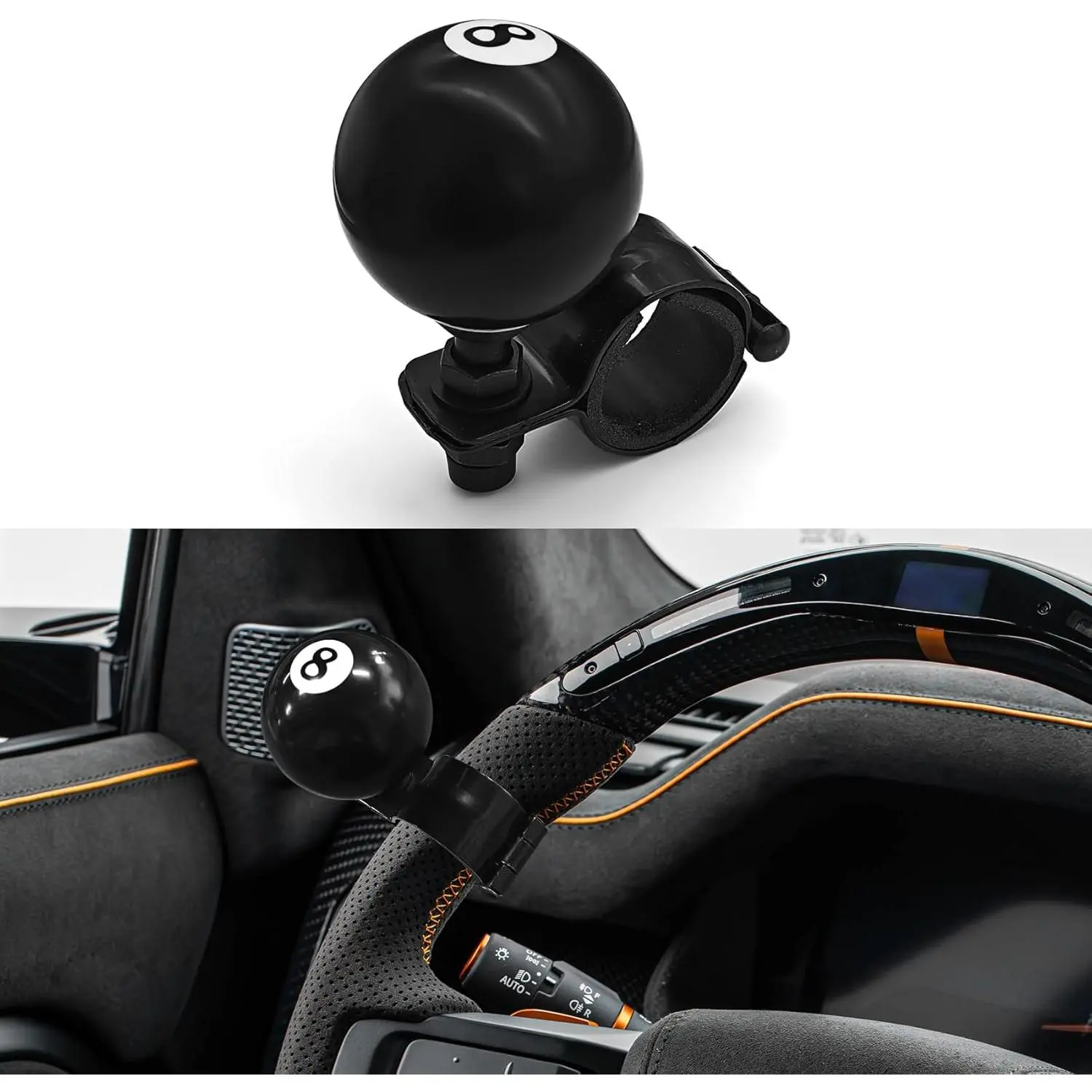 8-Ball Steering Wheel Spinner Retro "Suicide Knob" for Easy Turning | 360° One-Hand Driving Hack | Universal Car & Truck Accessory