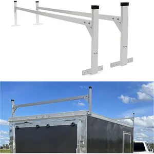 HECASA 4.9' to 7.8' Adjustable Aluminum Roof Ladder Rack Capacity 400 LBS Compatible with Open and Enclosed Trailers Cargo Vans Trucks Pickups Universal