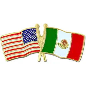 USA and Mexico Crossed Friendship Flag Enamel Lapel Pin - Country Flags Pins for Hats, Jackets, and Backpacks PinMart