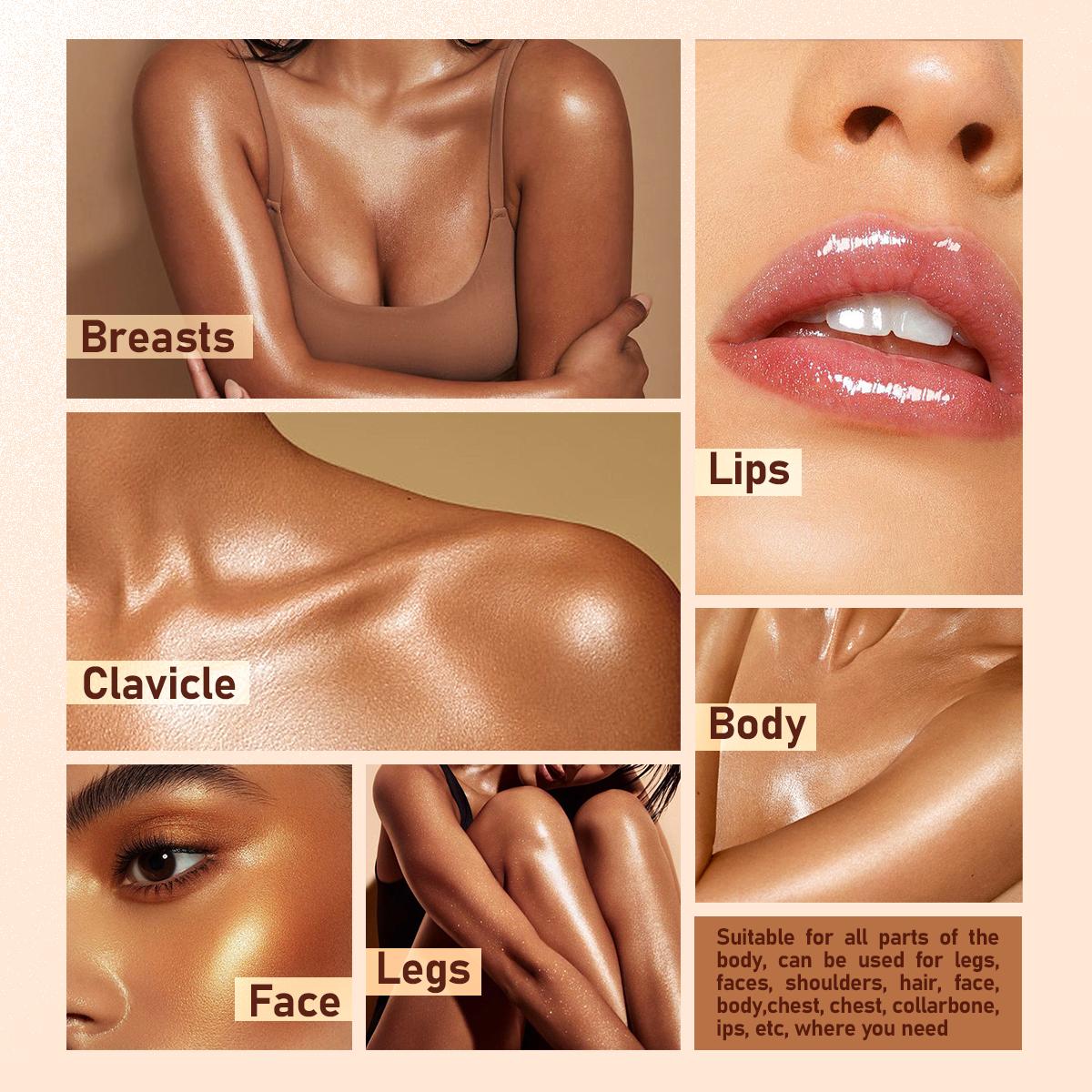 Radiant Body Highlighter Oil | Shimmering Skin Glow Oil 100g for Wedding Party Photography | Coconut & Jojoba Oil Mica Shimmer | Water-Light Non-Greasy | No Alcohol Mineral Oil Hormones