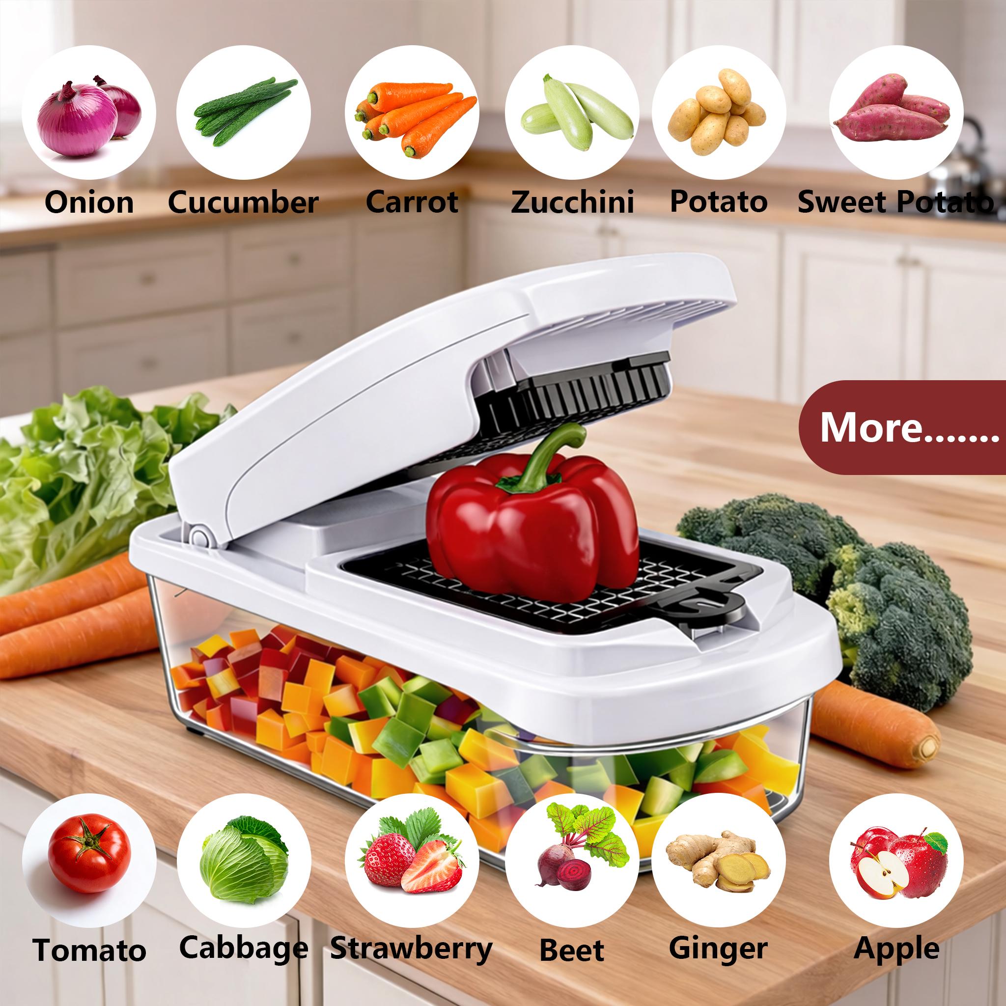 Snofrid Vegetable Chopper,15-in-1 Multifunctional Food Chopper,Professional Onion Chopper with 8 Blades,Vegetable Cutter with Container for Salad,Potato,Carrot,and Garlic; Essential Kitchen Tool Snofrid Vegetable Chopper,15-in-1 Multifunctional Food Chopper,Professional Onion Chopper with 8 Blades,Vegetable Cutter with Container for Salad,Potato,Carrot,and Garlic; Essential Kitchen Tool