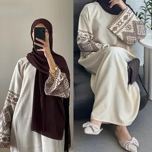 Fashionable embroidered Dubai party robe abaya Maxi Modesty Muslim Formal