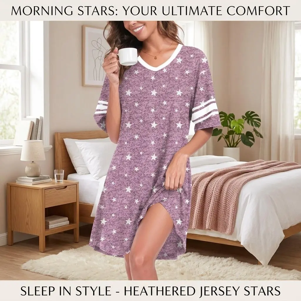 Women's Casual V-Neck Short Sleeve Sleep Dress Nightgown Sleepshirt - Comfortable Loungewear Nightshirts Perfect for Sleeping Lounging Home Wear Soft Breathable Fabric Relaxing Sleepwear Women's Casual V-Neck Short Sleeve Sleep Dress Nightgown Sleepshirt - Comfortable Loungewear Nightshirts Perfect for Sleeping Lounging Home Wear Soft Breathable Fabric Relaxing Sleepwear