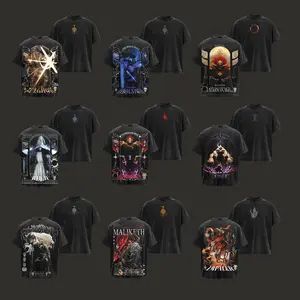 Collection Limited Edition Elden Ring Game Anime Double Printed Oversize Lightweight Acid Washed Tee Gift For Game Lover Streetwear Vintage Shirts 100% Premium Cotton Classic Look graphic tee Menswear