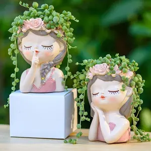 Creative Flower Pot, Resin Material and Hand-painted Fashion Home Desktop Succulent Pot, Indoor Outdoor Planter, Suitable for Indoor Outdoor, Balcony, Desktop Decoration Gift, Garden Accessories