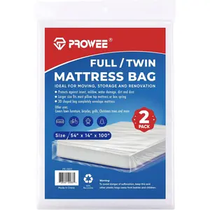 2 PK Twin/Full Waterproof Clear Plastic Mattress Bags for Moving Storage Full Size Mattress Cover Protector