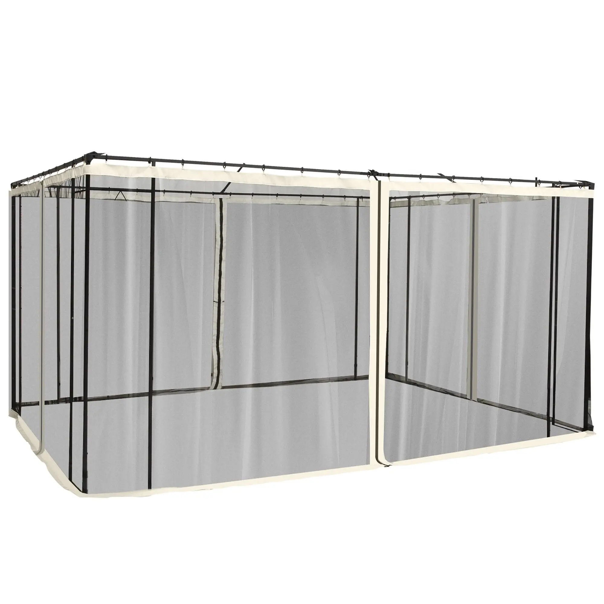 Outsunny 10' x 13' Universal Replacement Mesh Sidewall Netting for Patio Gazebos and Canopy Tents with Zippers, Sidewall Only, White