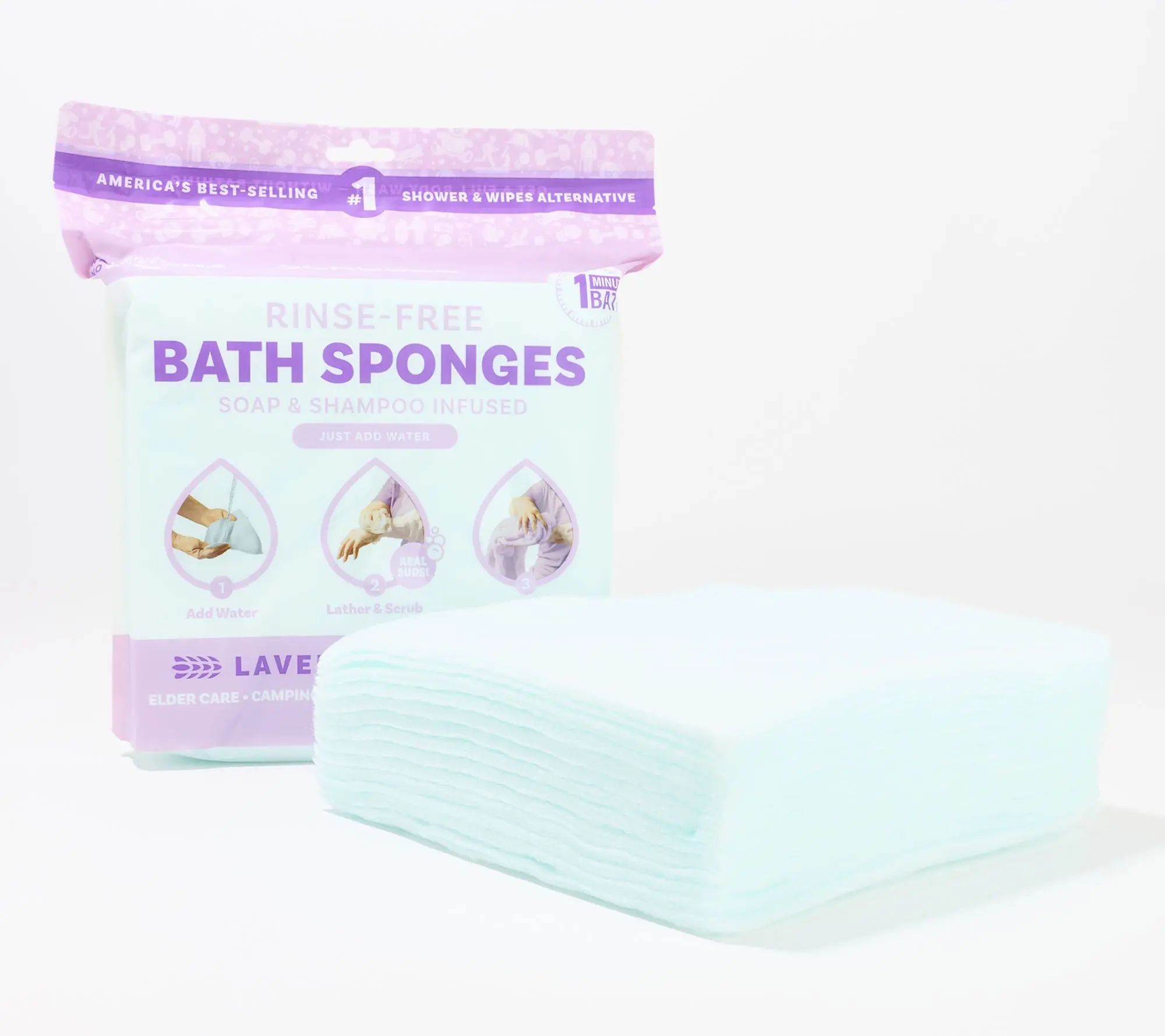 SCRUBZZ Rinse Free 75pc Bath Single Use Shower Sponge SCRUBZZ Rinse Free 75pc Bath Single Use Shower Sponge