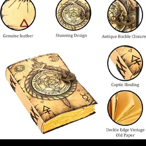 Handmade Leather Journal with Eye Design and Metal Clasp