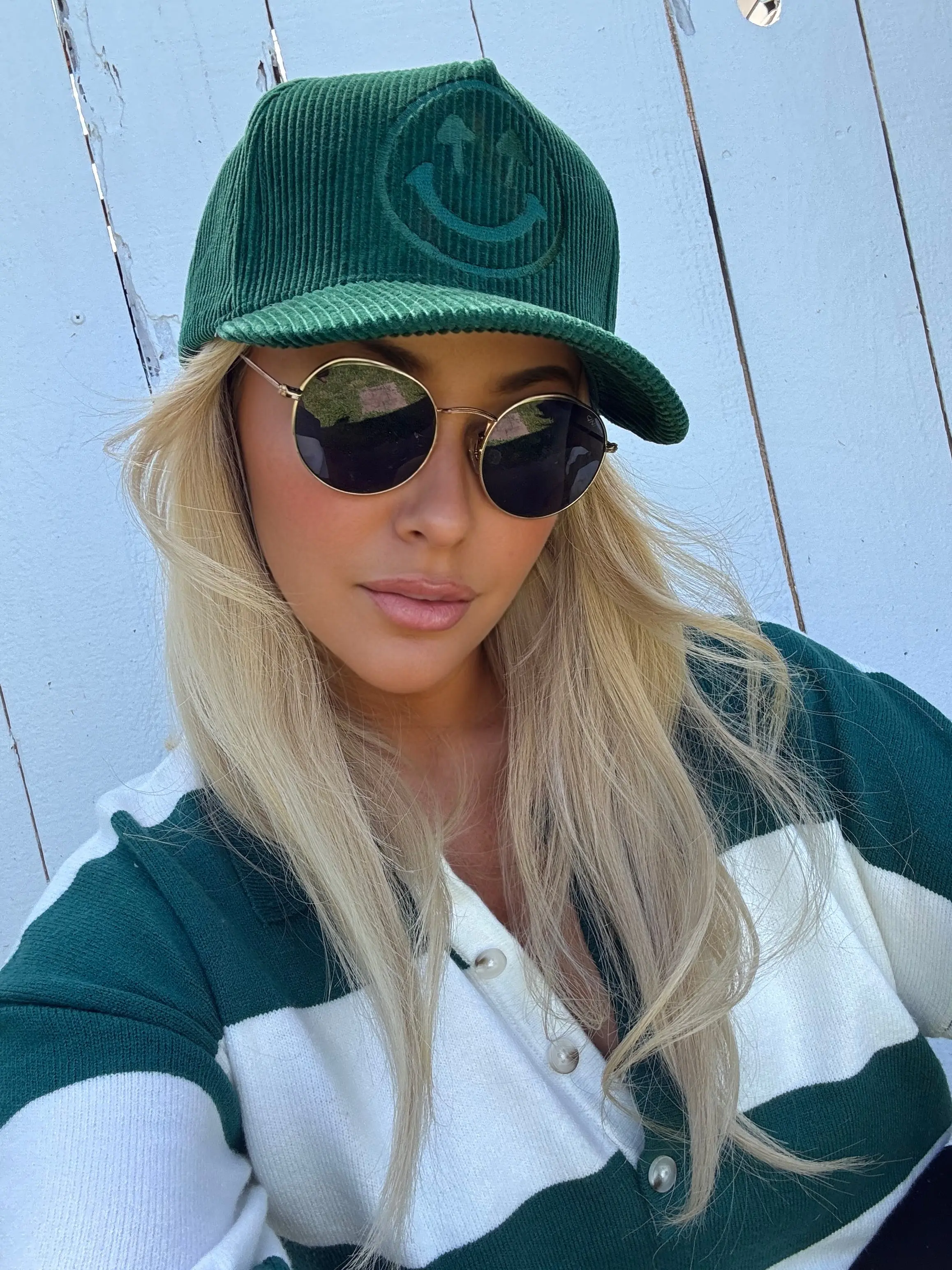 Happy Caps Corduroy Logo Cap Heritage Green - Vintage Baseball Cap Fit with Brass Clasp Closure & Embroidered Logo Hipster Hat