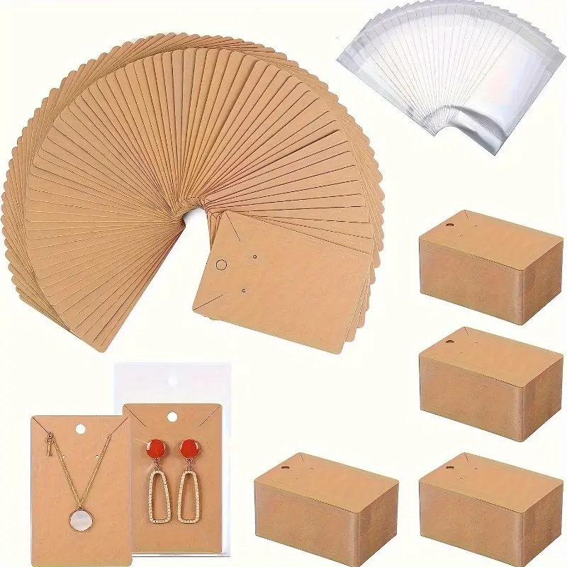 100pcs Blank Kraft Paper Ornaments, Cards, Paper Cards, Earrings, Necklaces, Packaging, Cards, Handmade Gifts, Handicraft, Handcraft, Wrapping