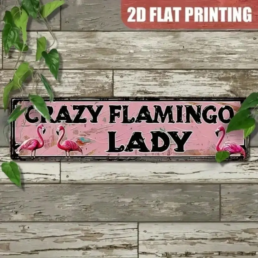 Aluminum Flamingo Wall Art Playful Pink Flamingo Sign for Office Home Decor Bedroom Bathroom Kitchen Aluminum Plaque Modern Wall Decor Home Office Decoration