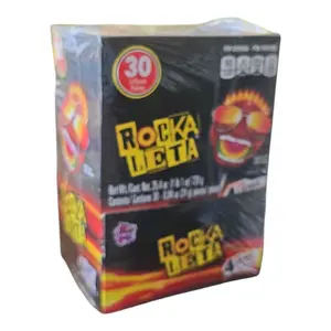 Rockaleta Display 4 Chili Layers & Gum Center Lollipop (30 Pieces) - Sweet Snack Mexican candy dulces mexicanos lollipops paleta con chile