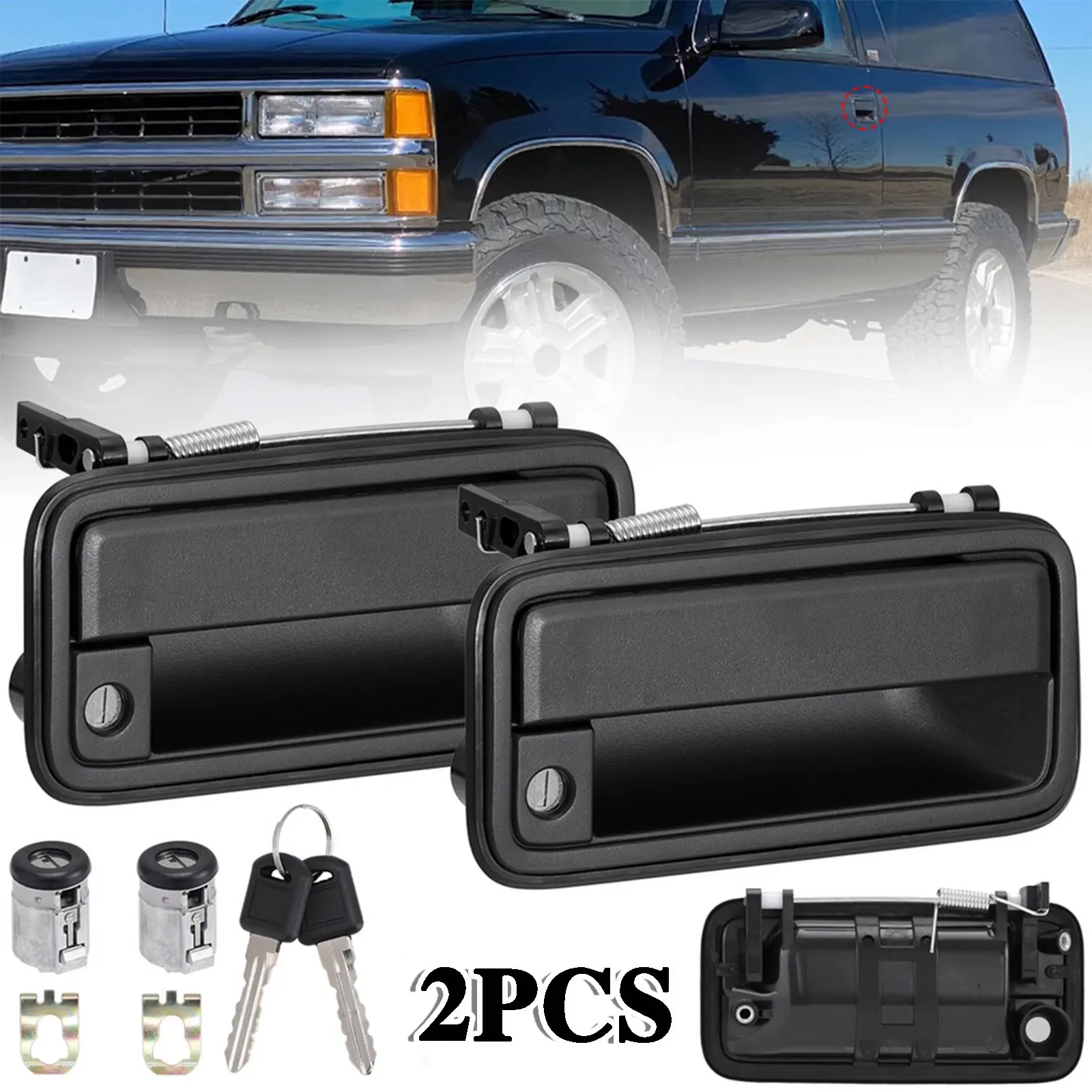 Exterior Door Handle with Lock Cylinder for 1995-2000 Chevrolet C1500 & GMC K1500 – Front Driver/Passenger Side Replacement  #fathersdaygift