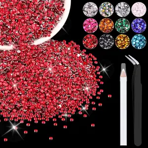 5000PCS 3mm Resin Rhinestones in Bulk (Red), Bedazzling Flatback Crystals for Crafts DIY Nail Decoration, Gems Charms for Tumbler Shoes Clothing Fabric with Pickup Pen and Tweezers