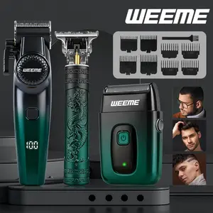 Weeme Men's Electric Cordless Rechargeable Clippers Hair Trimmer Set, 3-Piece Beard Trimmer Kit, USB Charging, T-Shape Blade, Razor, Nose Hair Trimmer, Holiday Gift
