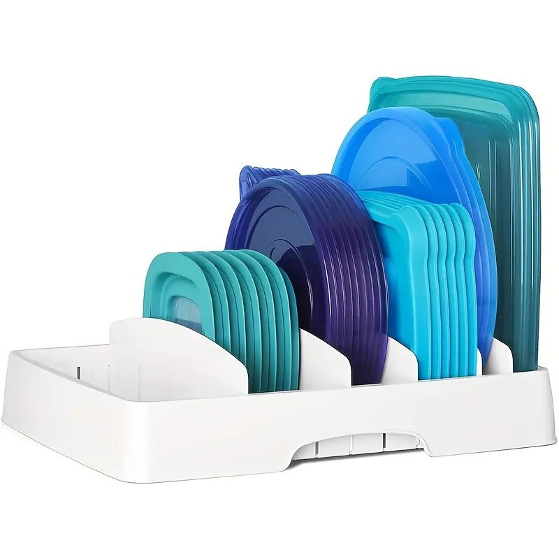 Plastic Container Lid Organizer Rack for Kitchen Storage, 1-Set Lid Sort Separator for Kitchen Cupboard Drawer, Pantry Use