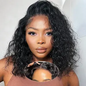 TiktokShop Holiday Haul Glueless Water Wave Bob Wigs Human Hair 5x5 Glueless Wear to Go Bob Wig Pre Plucked Pre Cut Lace Closure Short Curly Bob Wigs Natural Hairline for Beginner Friendly