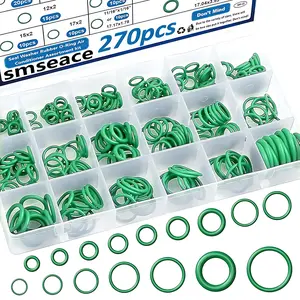 270 Pieces Green AC O-Ring Kit 18-Sizes O Ring Assortment Set, Rubber Air Conditioning O Rings Seal Gasket Washer for Plumbing/Automotive/Machinery, HVAC Repair Tools, Automotive AC Seal Kit, Universal O Ring Set