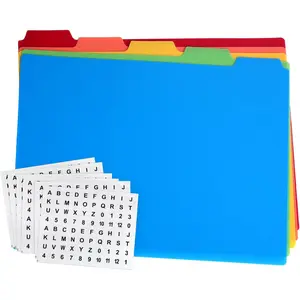 25 Pieces Top Tab File Guides Set Letter Size File Cabinet Dividers with Alphabet 1/5-Cut Tab File Drawer Guides Plastic File Organizer Guides for Office Business Classroom